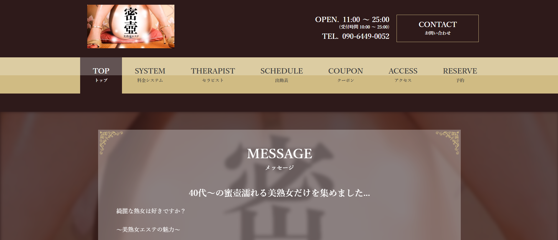 蜜壺美熟女エステのトップページ画像